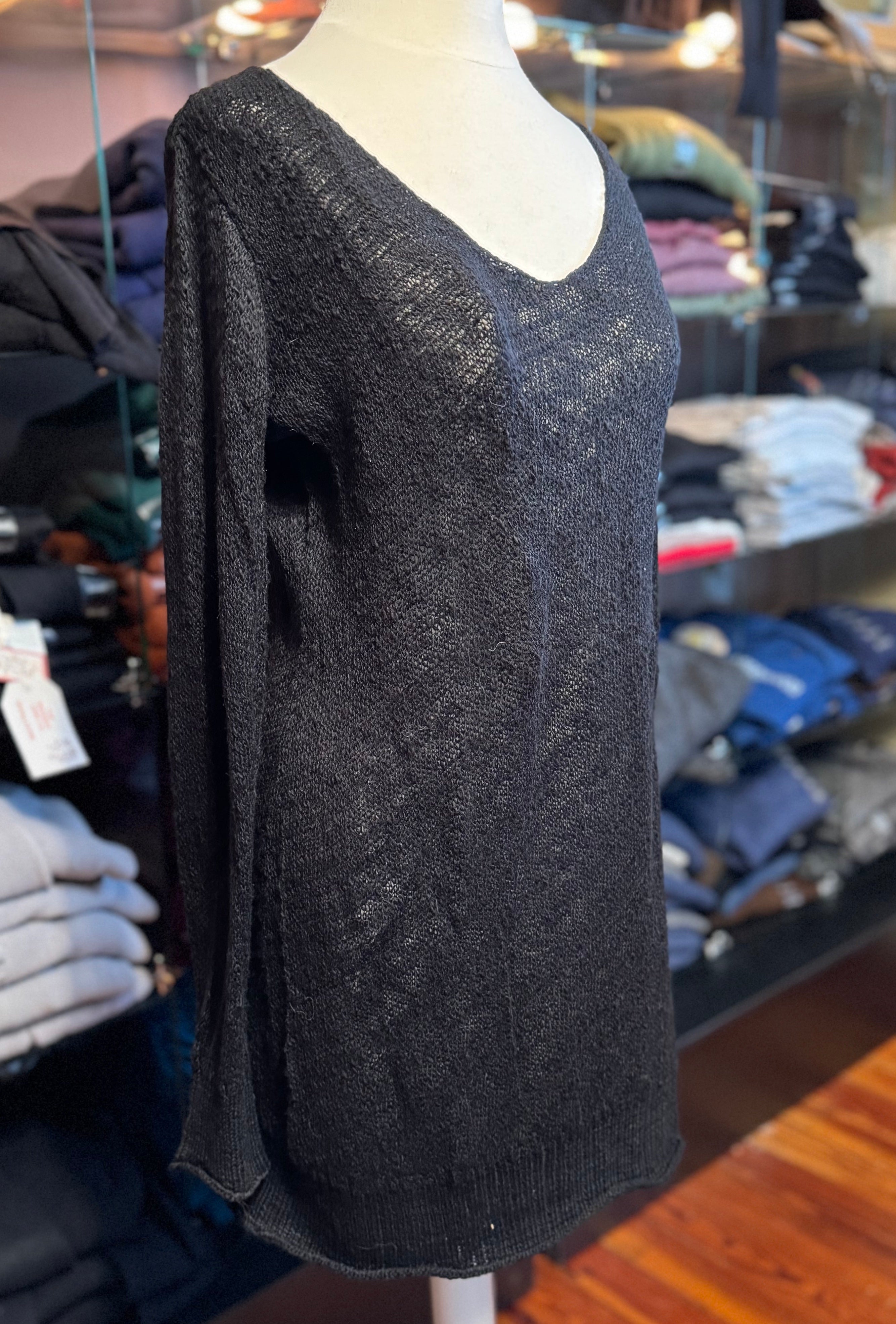 Sheer Knit Tunic Pullover